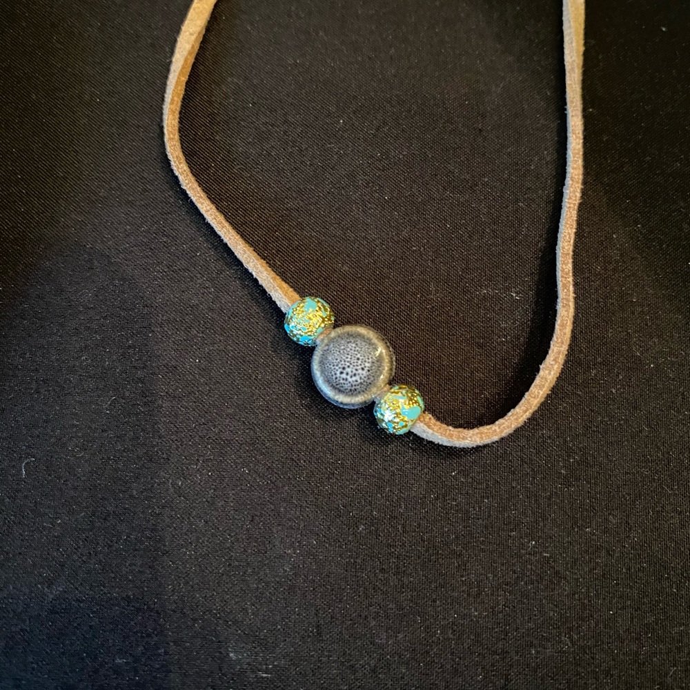 Suede tie necklace